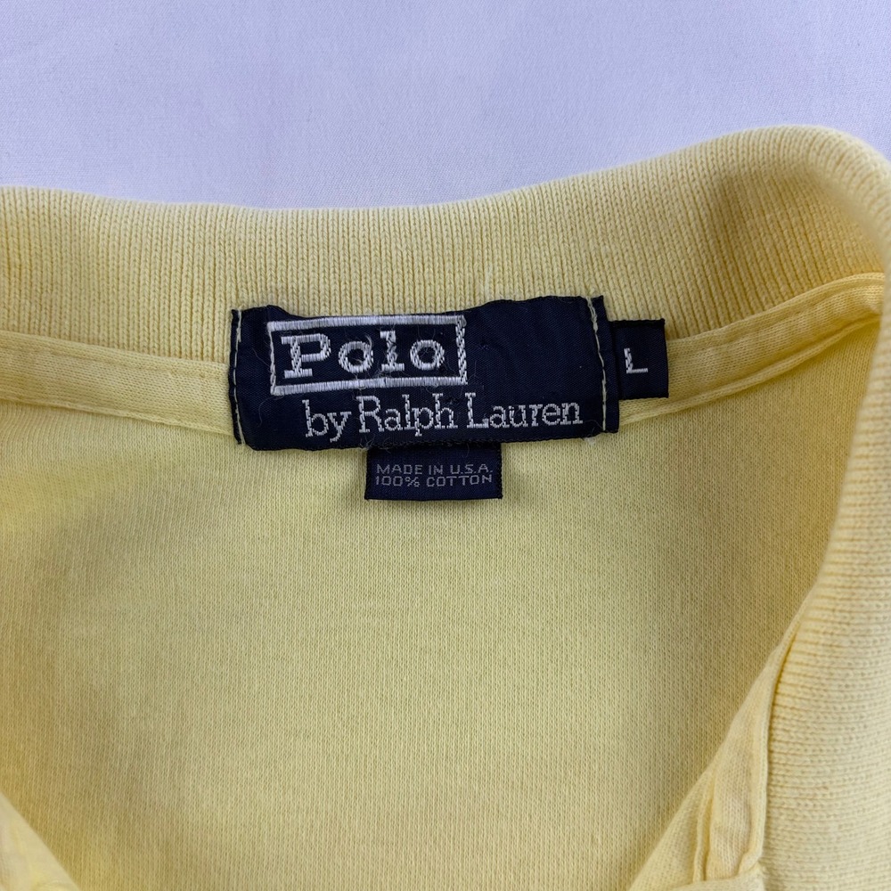 Vintage Polo Ralph Lauren Polo Shirt Mens Large Yellow USA Cotton Classic - Picture 4 of 11